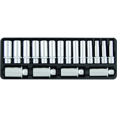 Lange doppen set 1/2"18 delig