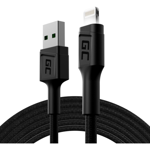 Oplaad kabel GC Ray USB - Lightning 200cm Met ingebouwd wit LED licht, Fast Charging Apple 2.4A