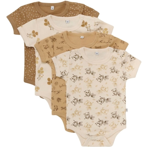 Pippi Baby Rompers s/s - 4-pack - Witkap Grey - Pippi Baby - 74 - Romper S/S