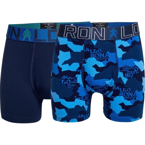 CR7 Boxershorts - 2-pack - Blauw/Navy m. Print - JBS - 7-9 jaar (122-134) - Boxershorts