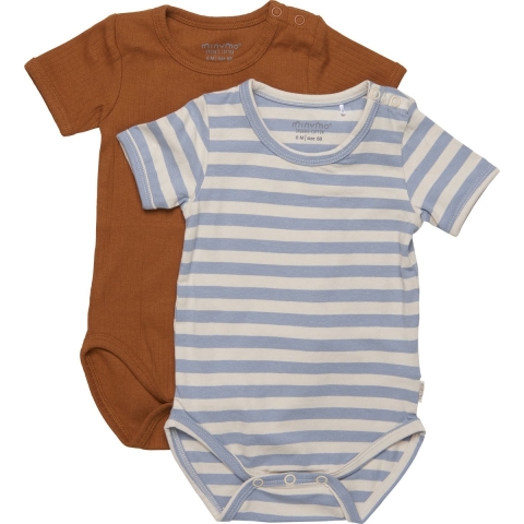 Minymo Romper s/s - 2-pack - Ashley Blue - Minymo - 56 - Romper S/S