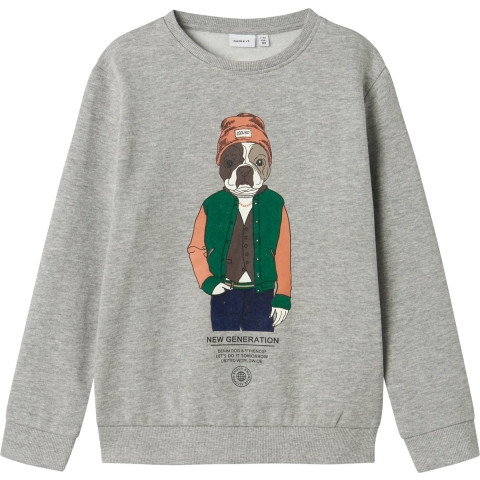 Name It Sweatshirt - NkmPsalko - Grijs Gevlekt m. Print - Name It - 6 jaar (116) - Sweatshirt