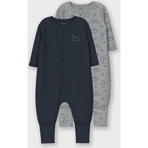 Name It Pyjamapak - Noos - 2-pack - NbmNightsuit - Grey Melange - Name It - 56 - Pyjamapak