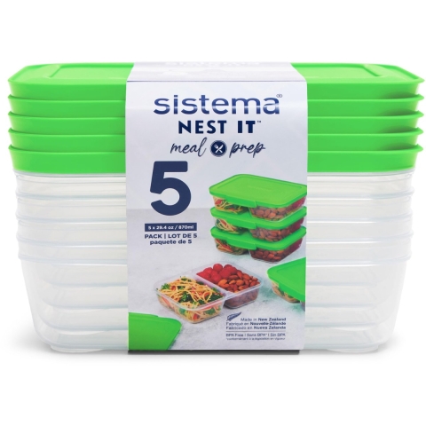 Sistema Opbergdozen - 5-pack - Nest It - 870 ml - Groen - Sistema - OneSize - Broodtrommels