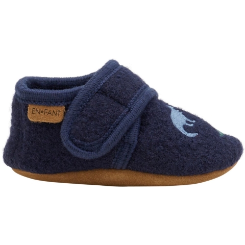 En Fant Pantoffels - Wol - Navy m. Dino's - En Fant - 17/18 - Pantoffels