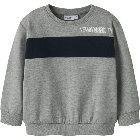 Name It Sweatshirt - NmmVance - Grijs Gevlekt m. Navy - Name It - 2 jaar (92) - Sweatshirt