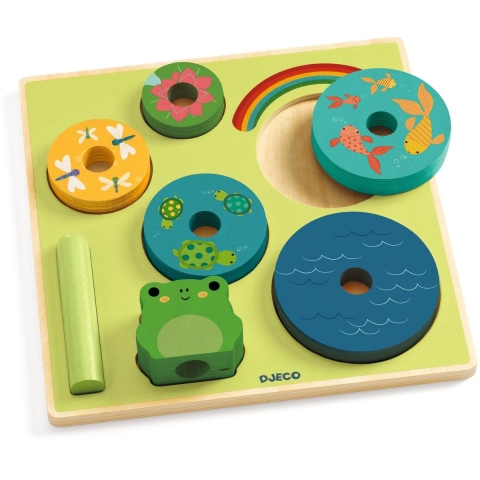Djeco Puzzel/Stapelspeelgoed - 8 Onderdelen - Hout - Rainbow - Djeco - OneSize - Puzzel