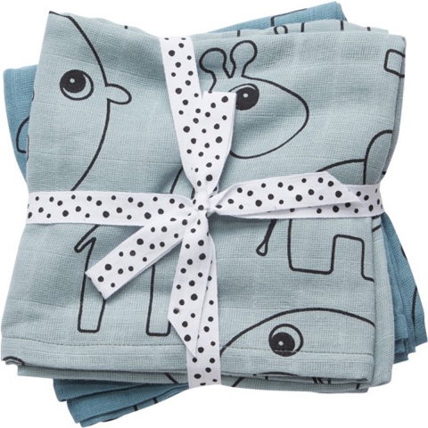 Done by Deer Wikkeldoek - 120x120 cm - 2-pack - Contour Blue - Done by Deer - OneSize - Wikkeldoek