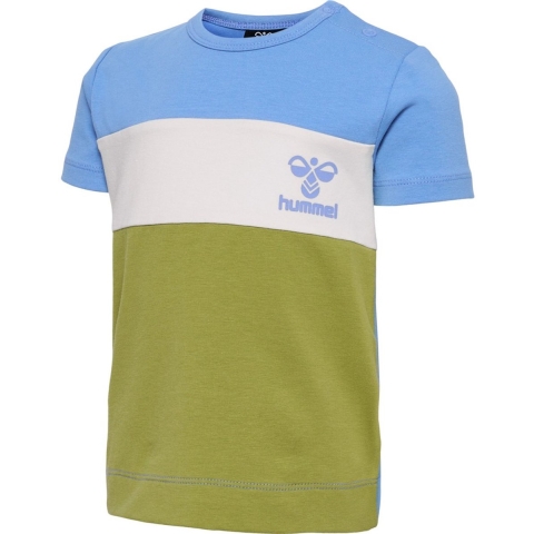 Hummel T-Shirt - HmlGlad - Blok - Zilvermeer Blue/Green Olive - Hummel - 74 - T-Shirts