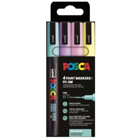 Posca Markers - PC-3M - 4 st. - Gedempt Kleuren - Posca - OneSize - Marker