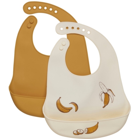 CeLaVi Slabbetjes - Silicone - 2-pack - Oogst Gold m. Banaan - CeLaVi - OneSize - Slabbetjes
