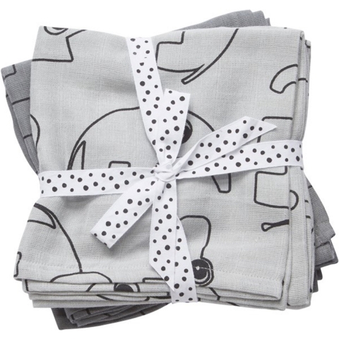Done by Deer Wikkeldoek - 120x120 cm - 2-pack - Contour Grey - Done by Deer - OneSize - Wikkeldoek