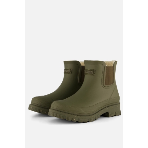 Woden Gevoerde Rubberlaarzen - Liv Warm Waterdicht - Dark Olive - Woden - 40 - Regenlaarzen