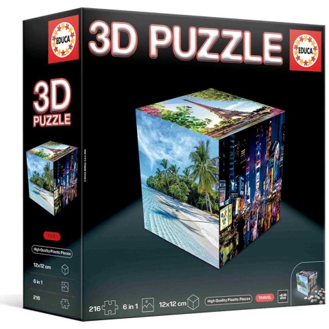 Educa 3D Puzzel - 216 Bakstenen - Kubus Travel - Educa - OneSize - Puzzel