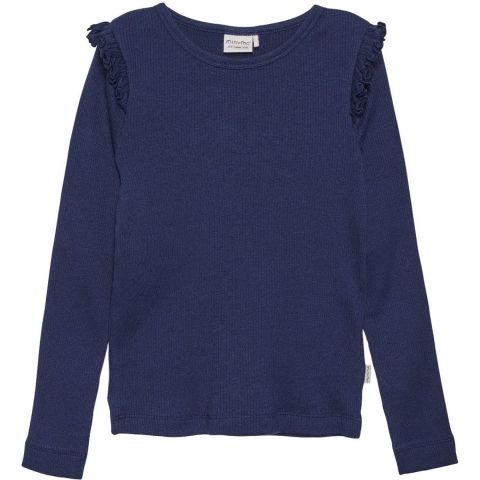 Minymo Blouse - Rib - Dark Navy - Minymo - 7 jaar (122) - Shirts