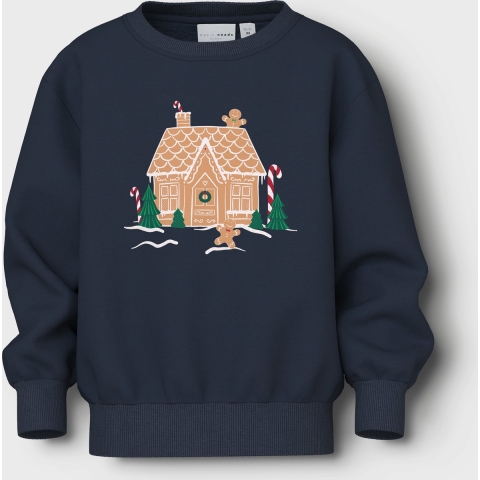Name It Sweatshirt - NmfVismas - Navy Blazer/Peperkoekenhuis - Name It - 2 jaar (92) - Sweatshirt