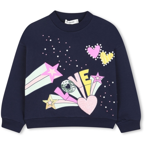 Billieblush Sweatshirt - Navy m. Print - Billieblush - 10 jaar (140) - Sweatshirt