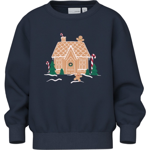 Name It Sweatshirt - NmfVismas - Navy Blazer/Peperkoekenhuis - Name It - 4 jaar (104) - Sweatshirt