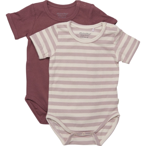 Minymo Rompers s/s - 2-pack - Violet Ice - Minymo - 62 - Romper S/S