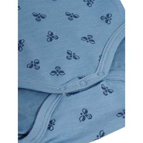Hummel Romper L/Æ - Wol - HmlBambo - Blue Shadow - Hummel - 1 jaar (80) - Romper L/S