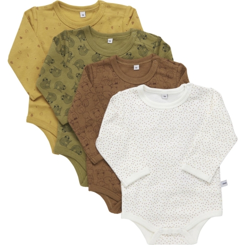 Pippi Baby Rompers L/æ - 4-pack - Klatergoud - Pippi Baby - 2 jaar (92) - Romper L/S