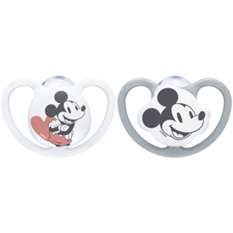 Nuk Spenen - Space - 2-pack - Mickey Mouse - Grijs/Wit - Nuk - 0-6 mnd - Speen