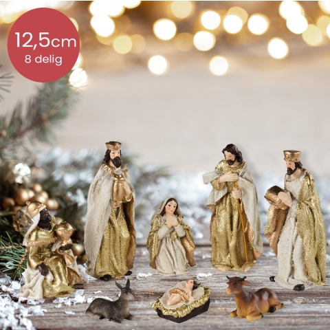 Kerstgroep poly l5b4h12.5 cm mlt 8st KSD - Ksd