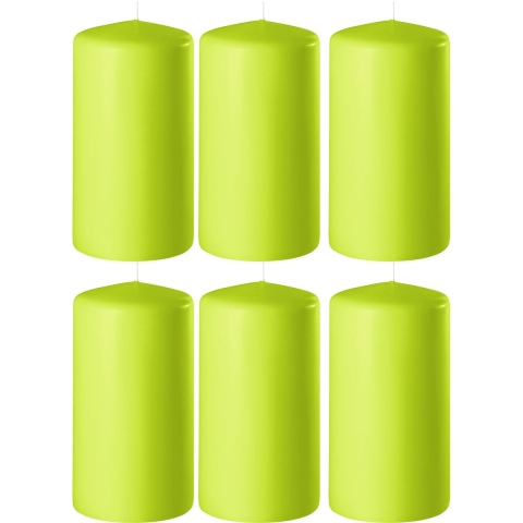 Enlightening Candles Cilinder - 8x - stompkaars - limegroen - D6 x H15 cm - 58 branduur -