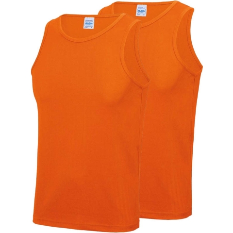 2-Pack Maat M - Sport singlets/hemden oranje voor heren M -