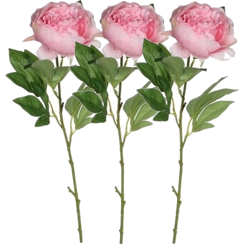 3x stuks roze pioenroos/rozen kunstbloemen 76 cm -