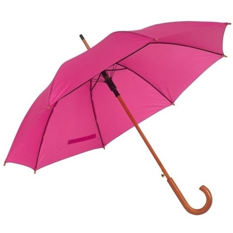 Set van 2x stuks roze paraplu met houten handvat 103 cm -