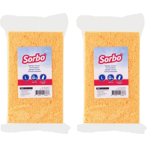 Sorbo viscose sponzen - 5x - schoonmaaksponzen - 16 cm - huishoudelijke producten - streeploos resul -