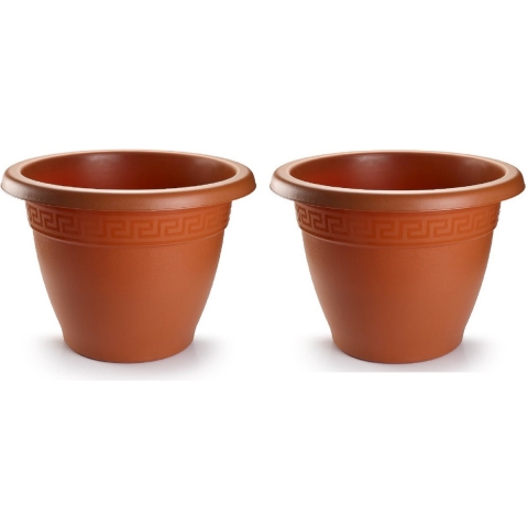 2x stuks bloempot terra cotta rond diameter 50 cm -