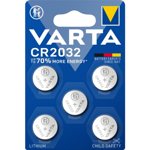 2x Varta LITHIUM Coin Batterijen CR2032 Blister 5 stuks