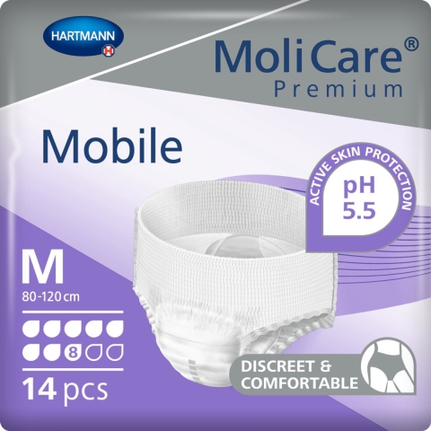 6x Molicare Premium Mobile 8 Druppels Medium 2015 ml Absorptie 14 stuks