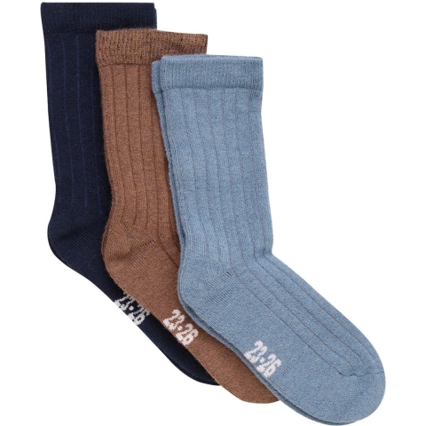 Minymo Sokken - Rib - 3-pack - Dark Navy - Minymo - 23/26 - Sokken