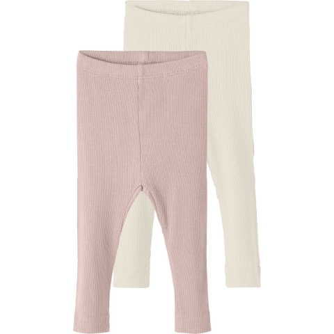 Name It Leggings - Noos - Rib - 2-pack - NbnKab - Peyote Melange - Name It - 62 - Leggings