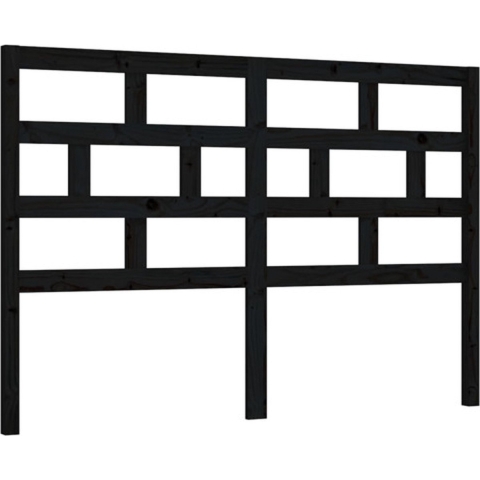 vidaXL - Hoofdbord - 146x4x100 cm - massief grenenhout - zwart