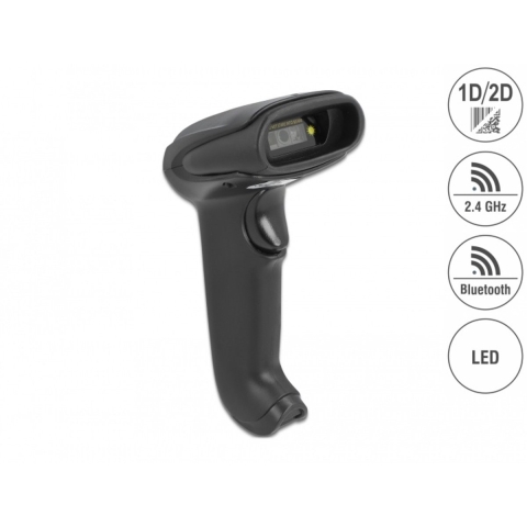 Delock 90562 2D-barcodescanner Bluetooth, Kabel 2D, 1D LED Zwart Handmatig