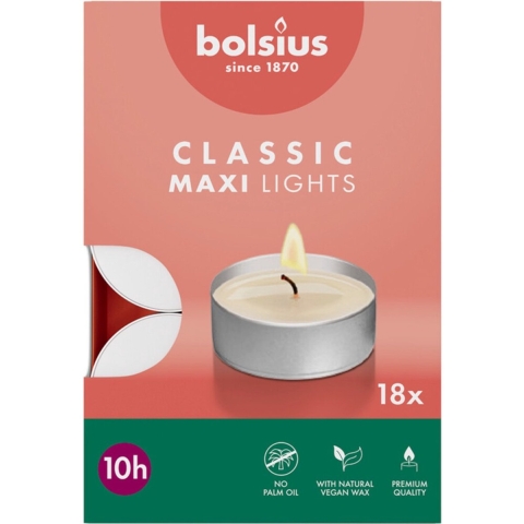 3x Bolsius Theelichten Maxi 10 branduren 18 stuks