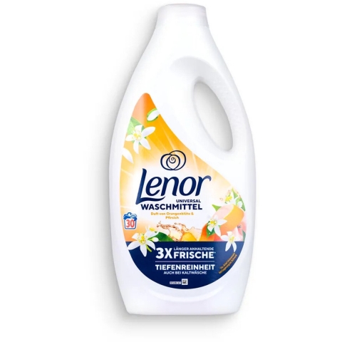 4x Lenor Vloeibaar Wasmiddel Orange Blossom&Peach 30 Wasbeurten 1,5 l