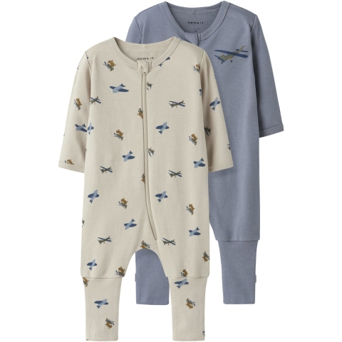 Name It Pyjamapak - 2-pack - NOOS - NbmNightsuit - Peyote/W/Trad - Name It - 1 jaar (80) - Pyjamapak