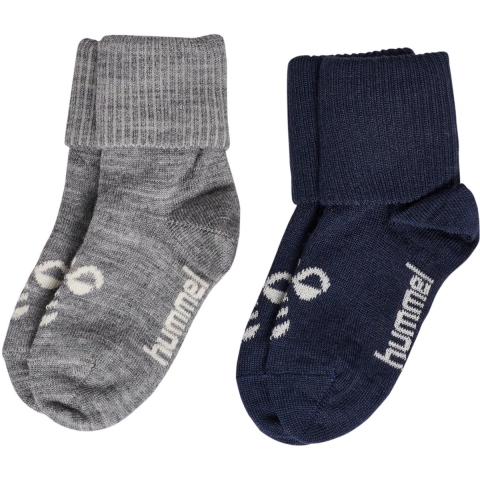 Hummel Sokken - HmlMini - 2-pack - Wol - Dress Blues/Grey Mela - Hummel - 15/17 - Sokken
