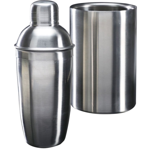 Cookinglife Barset RVS 2-Delig - Cocktailshaker en Wijnkoeler