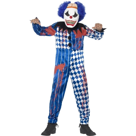 Smiffys Verkleedkleren - Deluxe Sinistere Clown - Blue - Smiffys - 10-12 jaar (140-152) - Kostuum
