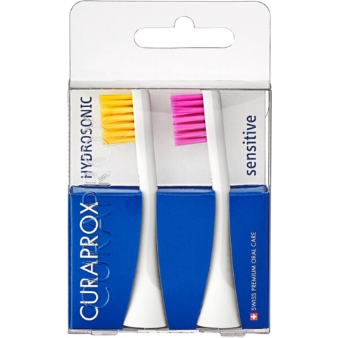 Curaprox Hydrosonic Opzetborstel Sensitive Duo Geel Roze 2 stuks