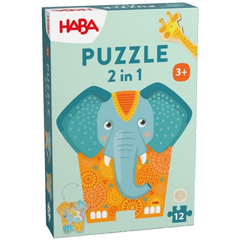 Houten Puzzel 2-in-1 Olifant (3+)– Educatieve Houten Puzzel van HABA