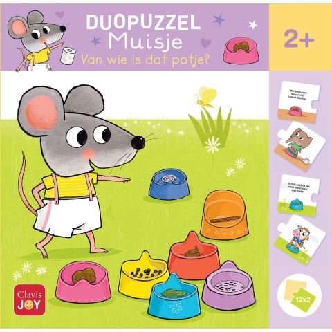 Muisje– Van wie is dat potje? duopuzzel van Clavis – Educatieve puzzel voor kinderen vanaf 2 jaar