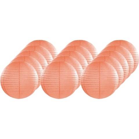 Luxe bol feest lampion - 15x - zalmroze - dia 25 cm - papier -