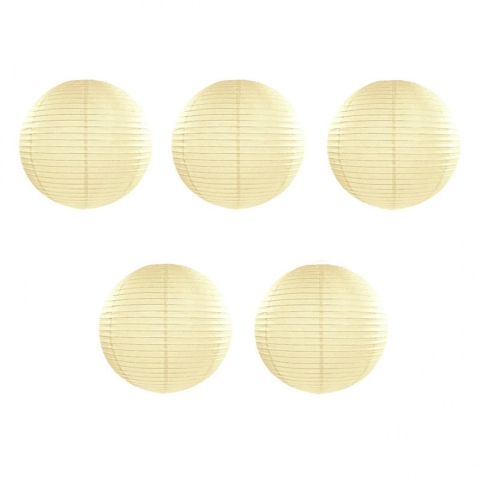 Luxe bol feest lampion - 5x stuks - ivoor wit - dia 50 cm - papier -
